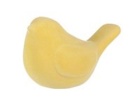 Ptáček keramický semišový povrch žlutý 10x15cm